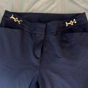 Anne Klein Navy Blue Workwear Flare Pants